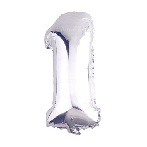 Glanzzeit 16 Inch Silver Foil Number 1 Balloon for Birthday Party Decor