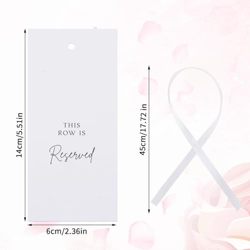 Reserved Seating Chair Signs - 12pcs White Wedding Decor with Ribbons