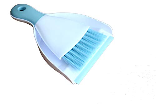 Mini Cleaning Brush and Dustpan Set - Portable Desktop Broom (Blue)