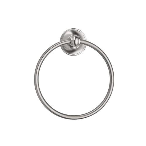 Brushed Nickel Bath Towel Ring, 6.5-Inch Modern Wall-Mounted Hand Towel Holder