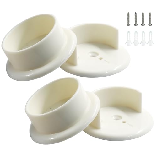 2 Sets U-Shaped Closet Pole Sockets for 1-3/8" Rods - Heavy Duty Plastic