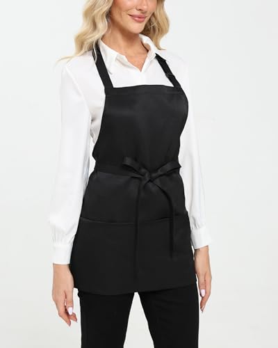 Argstar Adjustable Black Three Pocket Apron for Chef & Kitchen Use - One Size