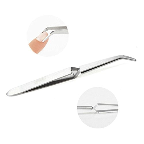 Rolabling Stainless Steel Nail Art Tweezers for Rhinestones and Tips