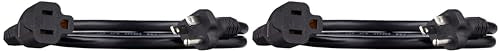 Amazon Basics 3-Foot Indoor Extension Cord 2-Pack, 13A, Black
