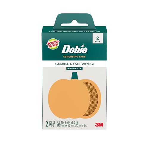 Scotch-Brite Harvest Dobie Dish Scrubbing Pads - 2 Pack, Non-Scratch Kitchen Sponges, Fast Drying, Seasonal Orange
