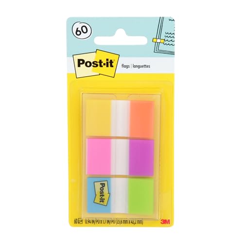 Post-it Flags Dispenser with 20 Removable Sticky Tabs - 60 Total