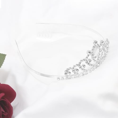 Aprince Silver Crystal Tiara Princess Crown Headband for Women