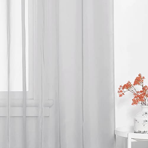 NICETOWN Light Grey Sheer Curtains - 60" W x 63" L, 2 Panels