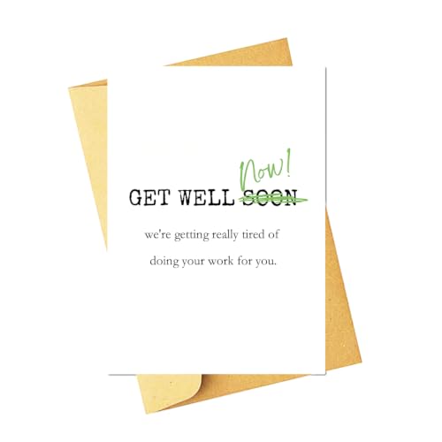 Funny Get Well Soon Card for Coworker with Envelope 8x5.3in