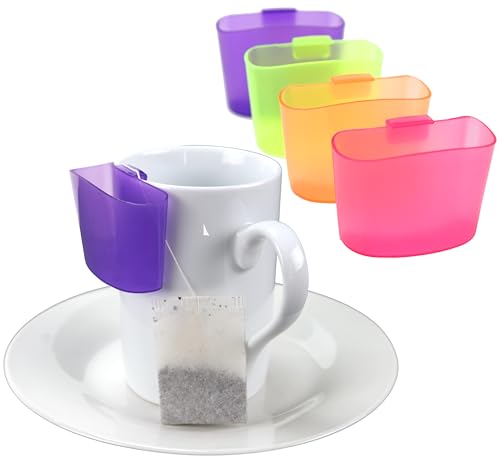 4-Pack Tea Bag Holder Set - Colorful Mug Hooks for Easy Access