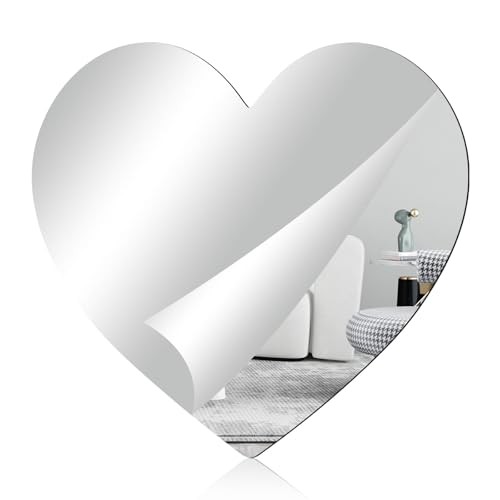 Heart Shaped Acrylic Wall Mirror - 12.2" x 11.6" Decorative Mirror