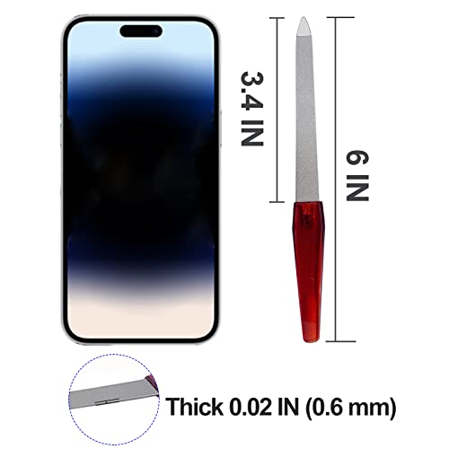 AhaTopia Stainless Steel Metal Nail Files 6-Pack with Pointed Tip