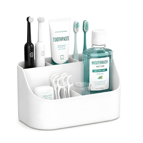 5-Slot Plastic Toothbrush and Toothpaste Holder for Bathroom