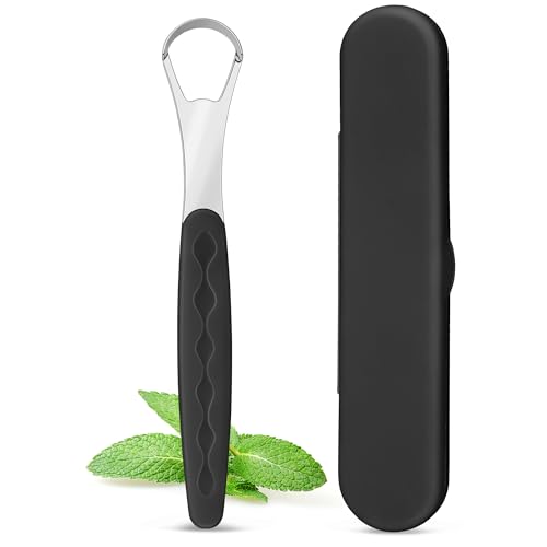 Milifox Stainless Steel Tongue Scraper with Case - Black