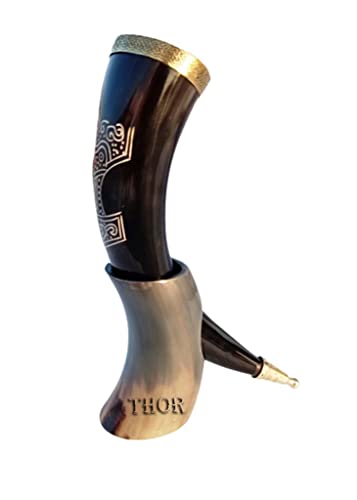 Viking Drinking Horn Mug 9-12 Inch Rustic Gift for Beer Wine Men
