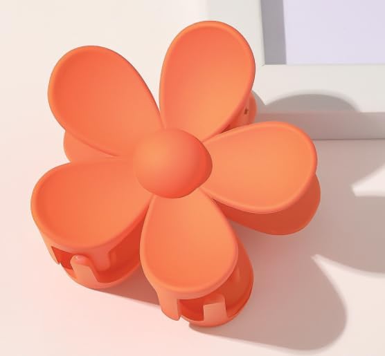 Seadiquiet Large Tangerine Flower Hair Claw Clip for Thick Hair