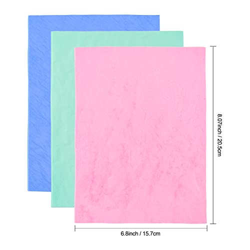 BAOFALI 3-Pack 6x8 Inch Reusable Stamp Shammy Cleaning Cloths - Pink, Blue, Green