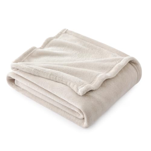 Bedsure GentleSoft Fleece Throw Blanket - Linen Beige, 50x60 inches