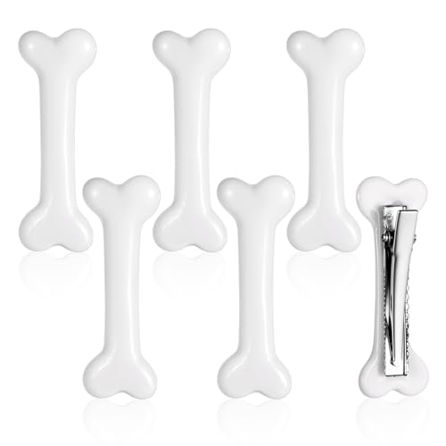 Aiyorse 6Pcs Bone Hair Clips, White Dog Bone Alligator Hairpins