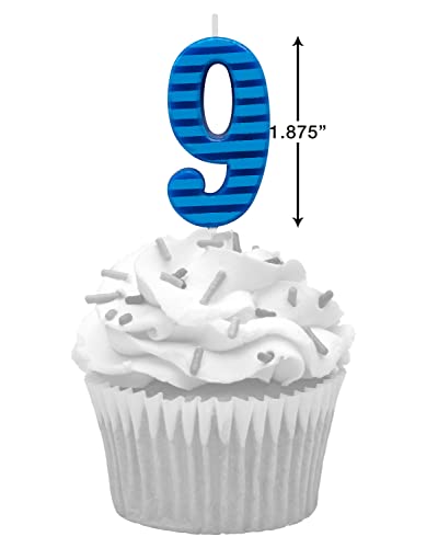 Papyrus Number 9 Birthday Candle with Blue Stripes - Large