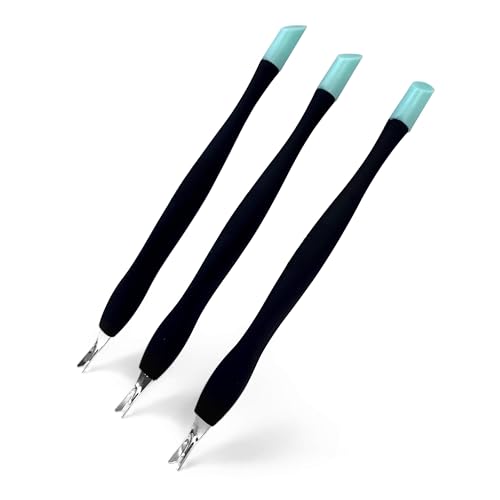 3-Pack Cuticle Trimmer and Pusher with Gentle Rubber Tip for Nails
