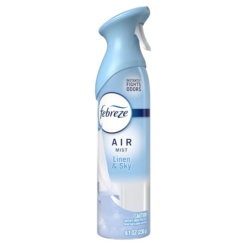 Febreze Air Mist, Air Freshener Spray, Odor Fighting Room Spray, Deodorizer for Home Bathroom Kitchen Office Apartment Dorm Room Classroom, Linen & Sky Scent, 8.1oz (Pack of 6)