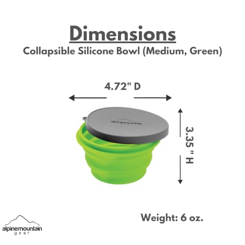 Collapsible Silicone Bowl with Lid for Camping - Medium Green