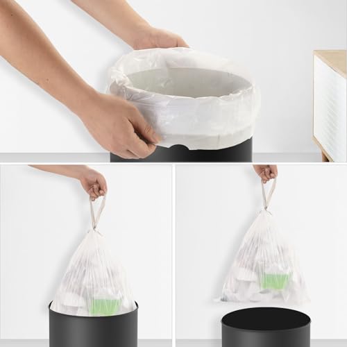 Heihaily 2.6 Gallon White Drawstring Trash Bags, 60 Count