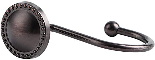 Heavy Duty Zinc Alloy Shower Curtain Hooks - Oil Rubbed Bronze, Set of 12