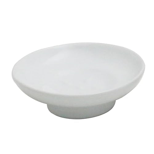 Round Ceramic Soap Dish - Bathroom Replacement Holder for Soap & Sponge