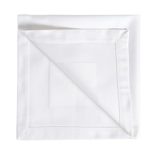White Satin Cloth Napkins Set of 12 - 20x20 Inch Cotton Dinner Towels