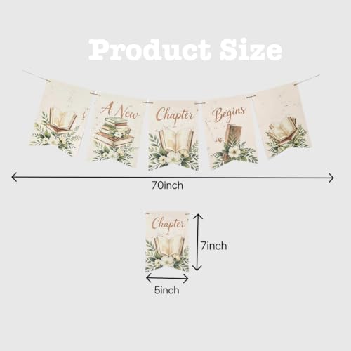 A New Chapter Begins Book Theme Party Banner - Boho Decor for Events