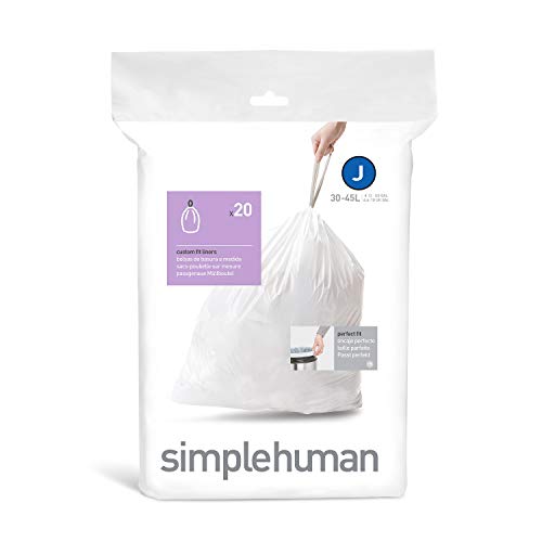 simplehuman J Custom Fit Trash Can Liners, 38-40L, 20-Count Bag