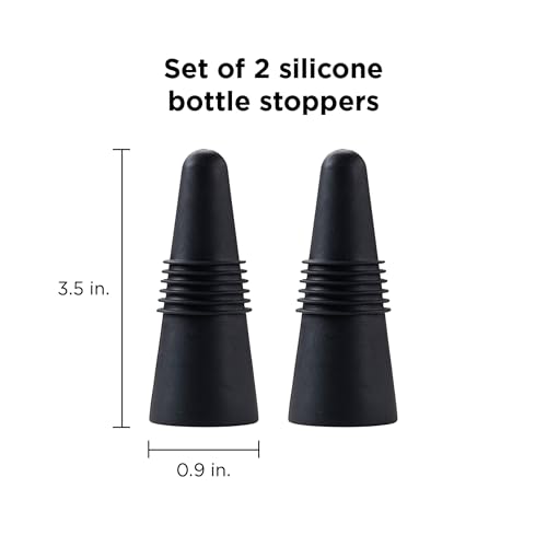 Rabbit Black Wine Bottle Stoppers Set of 2 - Airtight Seal
