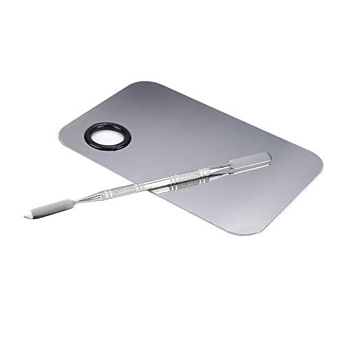 AKIRO Stainless Steel Makeup Mixing Palette and Spatula Set