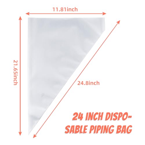 24 Inch Disposable Piping Bags - 50 Pack Heavy Duty Frosting Bags