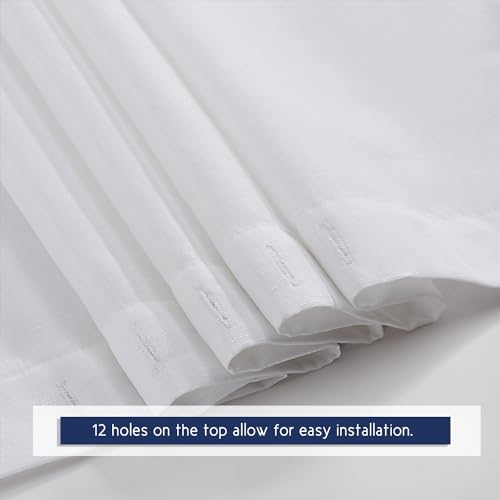 Chic White/Navy Scallop Edge Shower Curtain - 72" x 72"