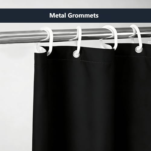 Ezcint Black Shower Curtain - 72"x72" Hotel Quality Waterproof Fabric