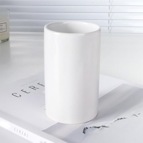 RabyLeo White Ceramic Toothbrush Cup - Large 300ml Bathroom & Kitchen Water Cup