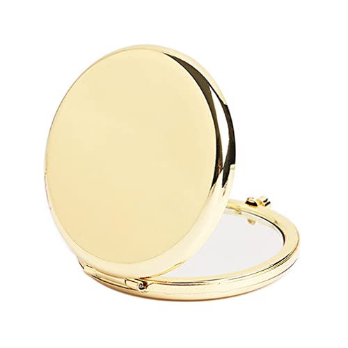 Compact Pocket Makeup Mirror - 2.75 Inch Gold Travel Mirror with 1X/2X Magnification