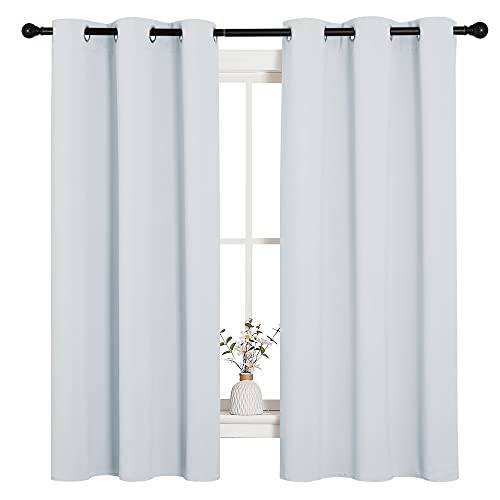 NICETOWN Thermal Insulated Grommet Room Darkening Curtains - 42" x 63" (2 Panels, Platinum-Greyish White)