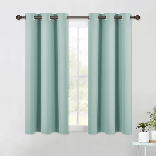 NICETOWN Aqua Blue Blackout Curtains 34" x 40" - Set of 2 Grommet Panels