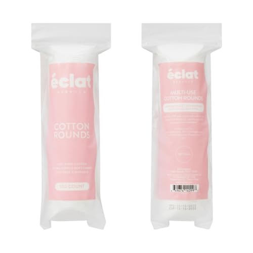 Éclat 100% Pure Cotton Rounds - Ultra Soft, Hypoallergenic & Lint-Free Pads (100 Count)