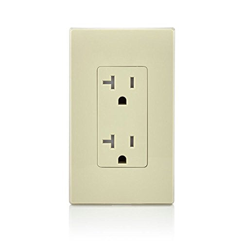 Leviton Ivory 20 Amp Tamper-Resistant Duplex Wall Outlet T5825 - Residential Grade