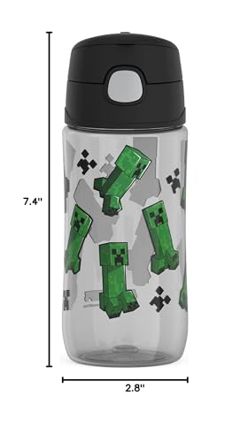 THERMOS FUNTAINER 16 Ounce Plastic Hydration Bottle with Spout, MINECRAFT