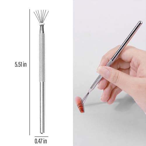 WOKOTO 2 Pcs Stainless Steel 7-Needle Nail Art Pens for Lines and Marbling