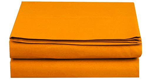 Elegant Comfort Microfiber Flat Sheet - Queen Size, Wrinkle-Free, Orange