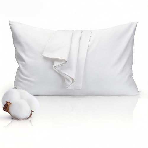 Hzesyd 1 Pack 500TC Cotton Sateen Queen Pillowcase White 20x30 - Envelope Closure