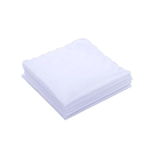 Cotton Handkerchiefs for Women - White Hankies, 6 Pack
