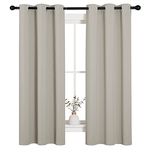 NICETOWN Natural Room Darkening Curtains 34"W x 63"L (Pack of 2)